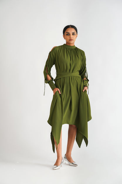 Cross Belt Dress Green