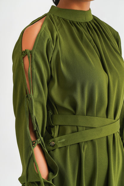Cross Belt Dress Green