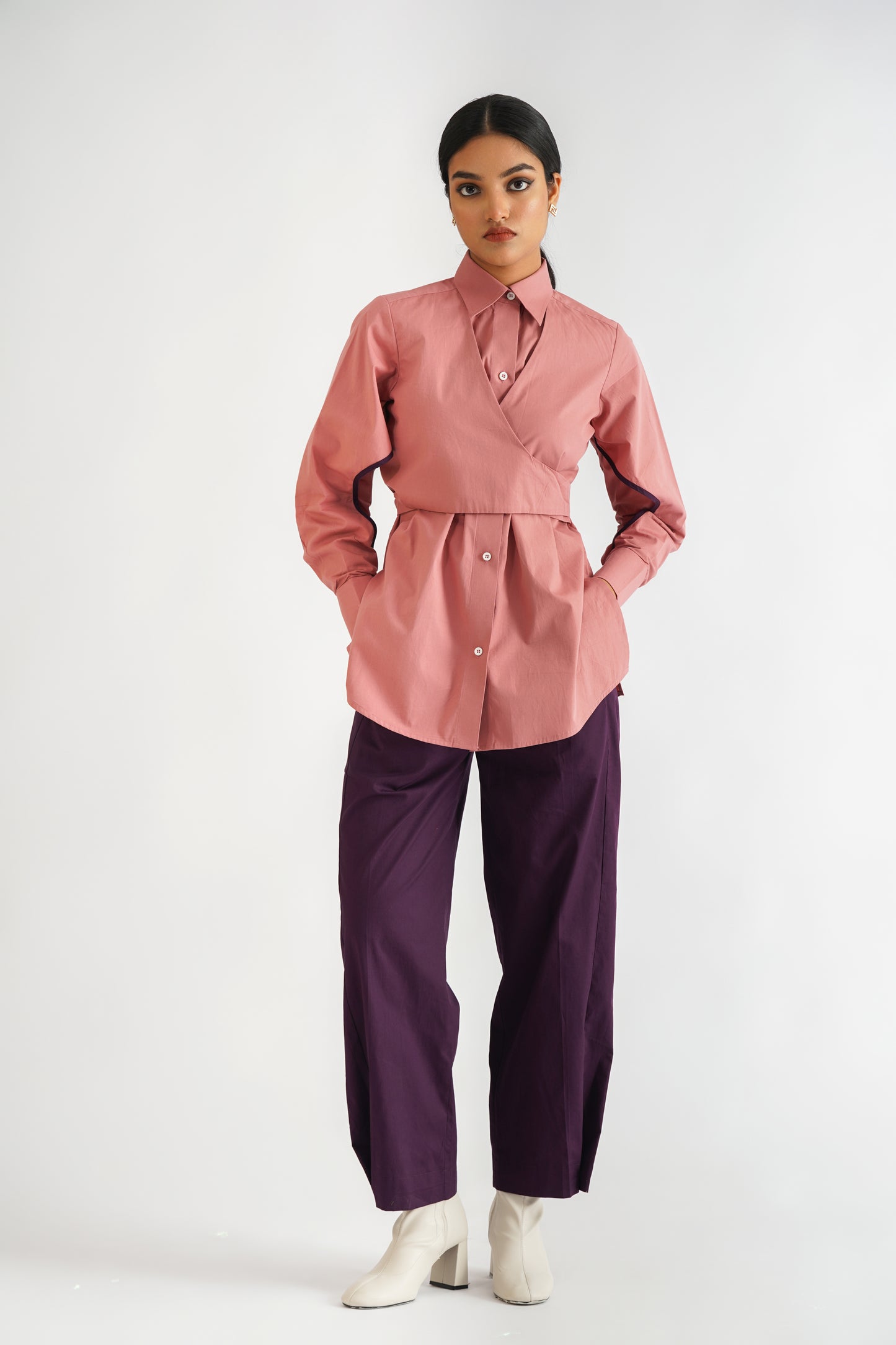 Buttoned Hem Trouser Purple