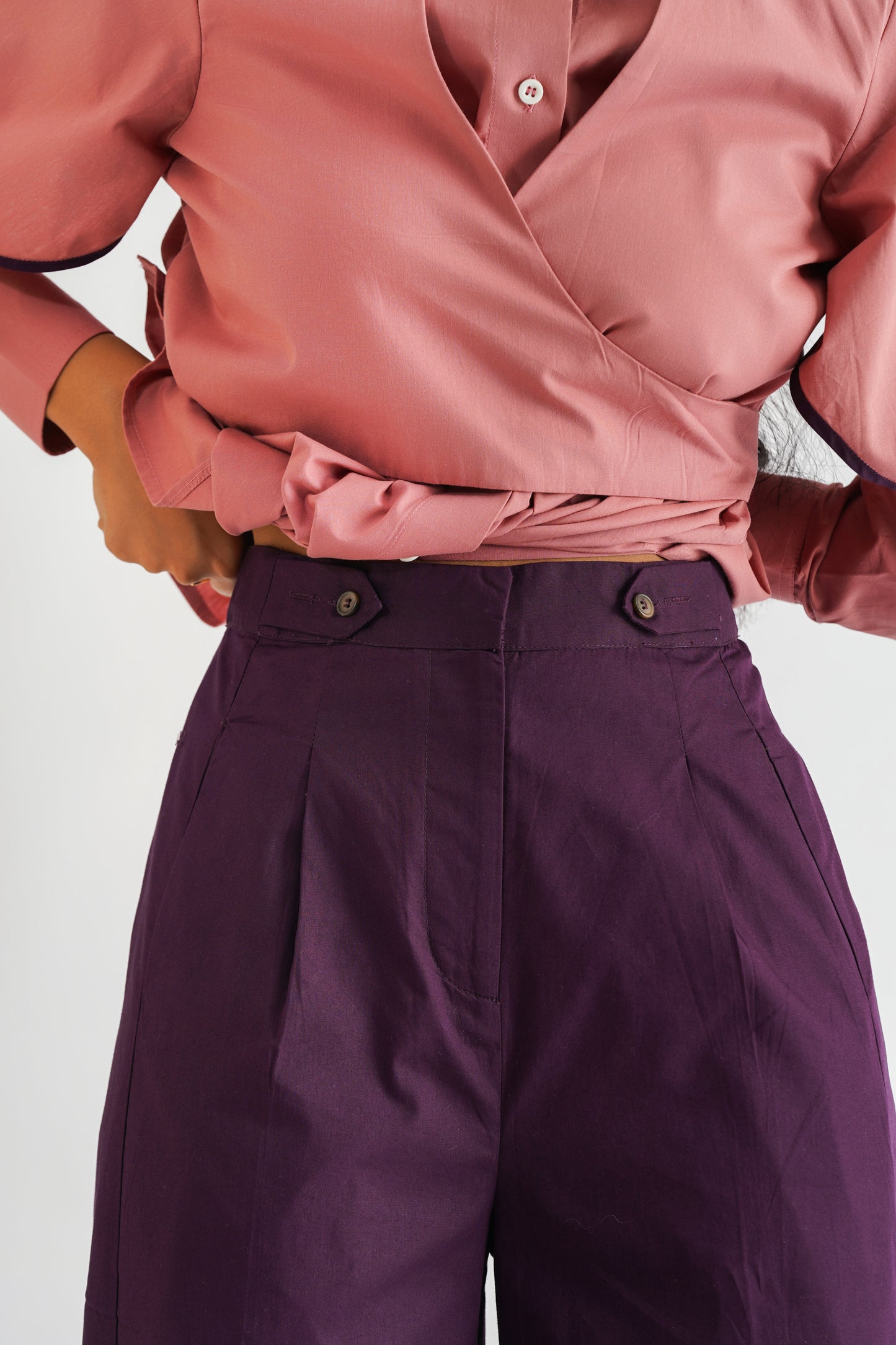 Buttoned Hem Trouser Purple