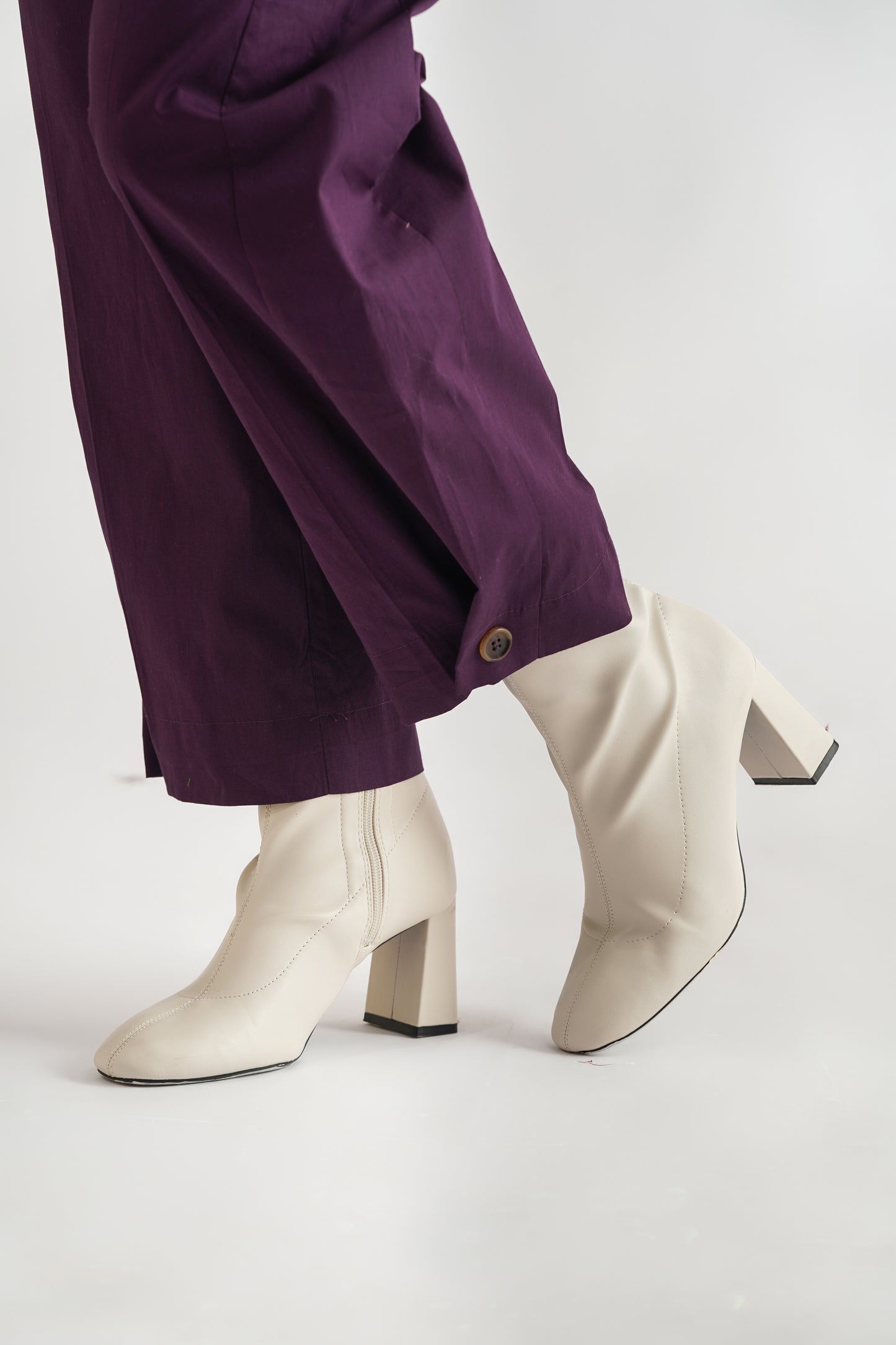 Buttoned Hem Trouser Purple