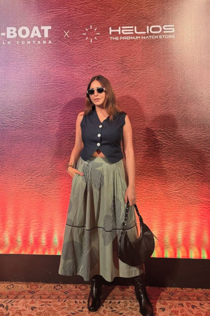 Sage Pleated Skirt Set