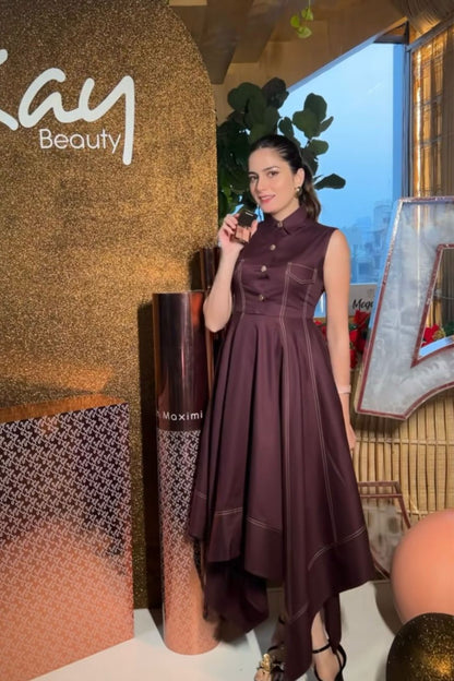 Angular Hem Dress Wine