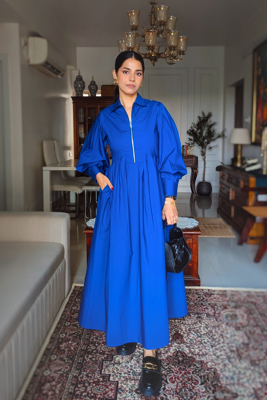 Pleated Zipper Dress