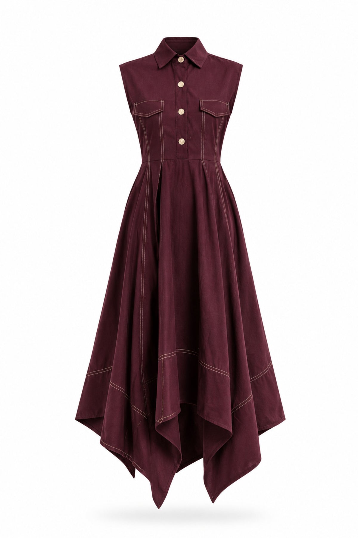 Angular Hem Dress Wine